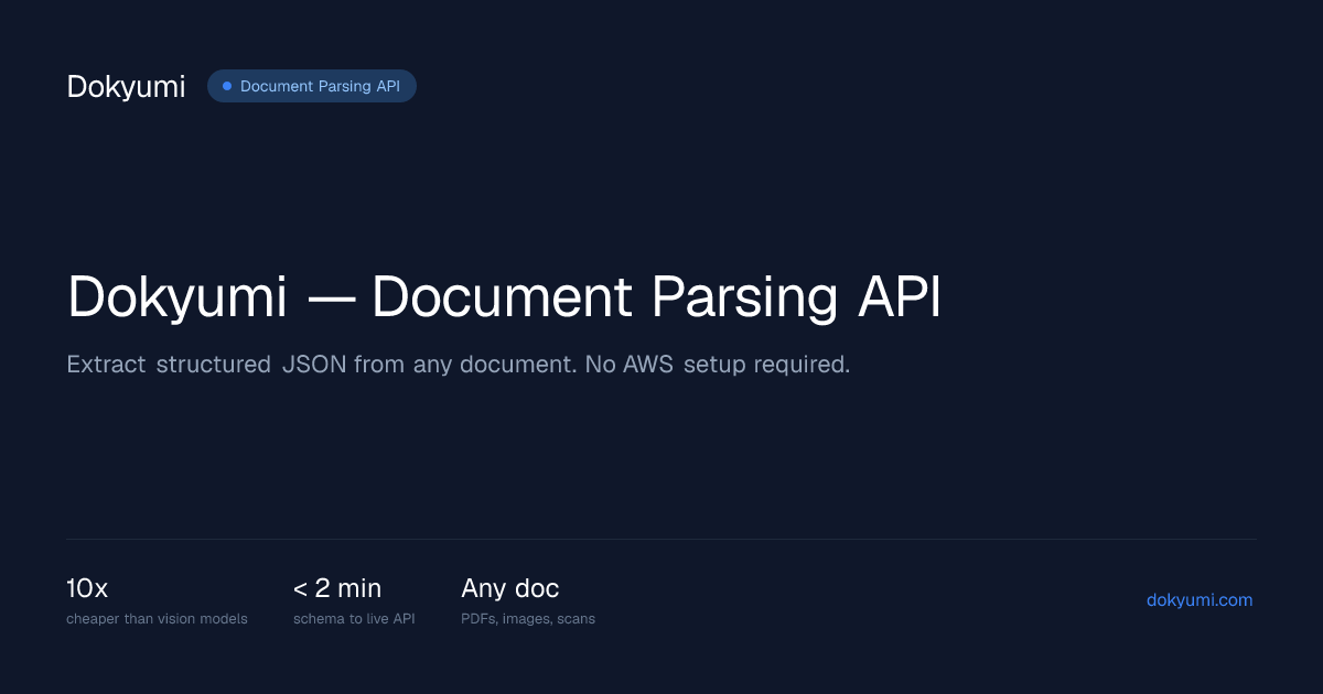 Dokyumi — Document Parsing API | Extract Structured JSON from Any Document